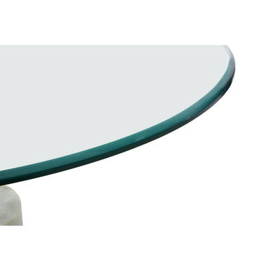 Rany Clear Glass and White Marble Side Table