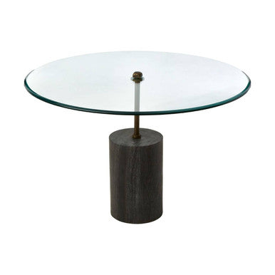 Rany Clear Glass and Black Marble Side Table