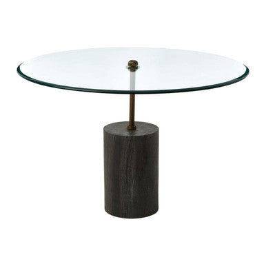 Rany Clear Glass and Black Marble Side Table