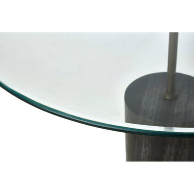 Rany Clear Glass and Black Marble Side Table