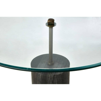 Rany Clear Glass and Black Marble Side Table