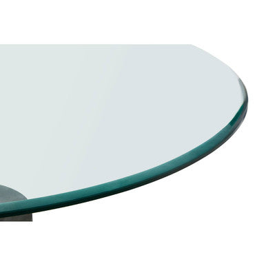 Rany Clear Glass and Black Marble Side Table