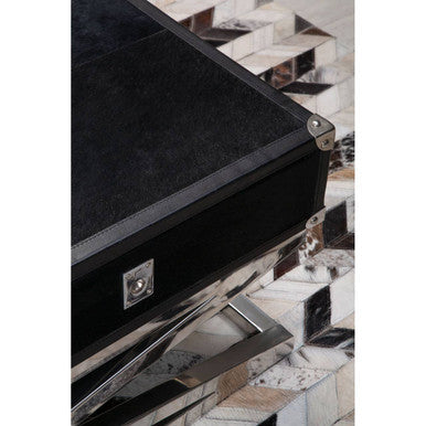 Kensington Townhouse Black Hair on Leather 2 Drawer Coffee Table