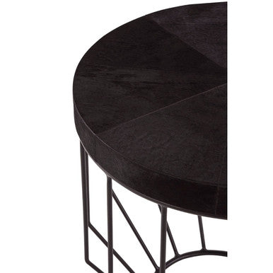 Kensington Townhouse Black Hair on Leather Round Side Table