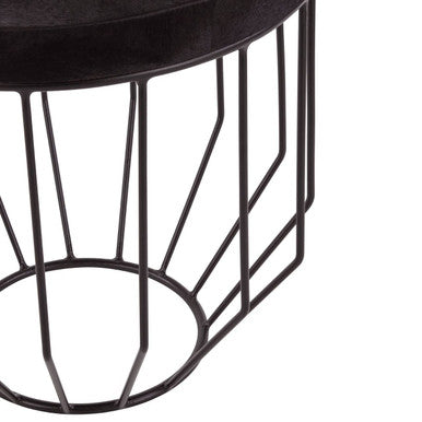 Kensington Townhouse Black Hair on Leather Round Side Table