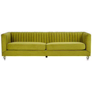 Brasa Green Velvet 3 Seater Sofa with Acrylic Legs