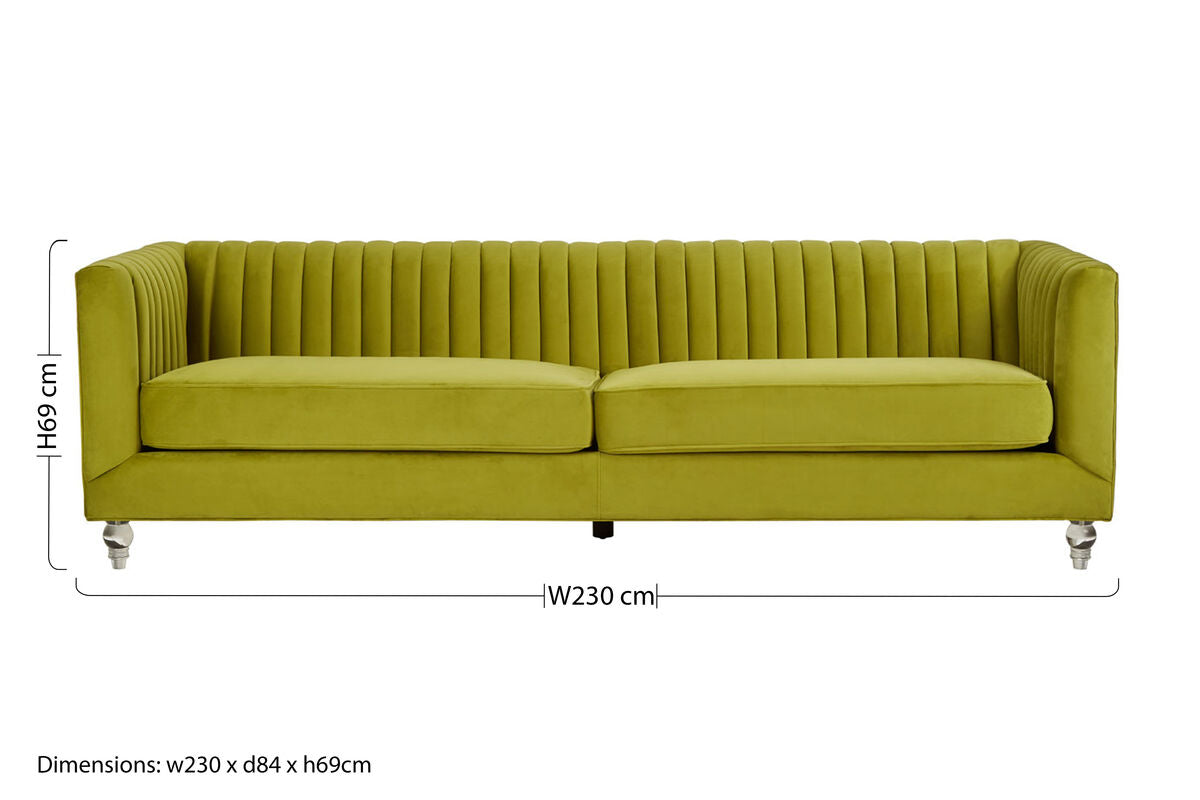 Brasa Green Velvet 3 Seater Sofa with Acrylic Legs