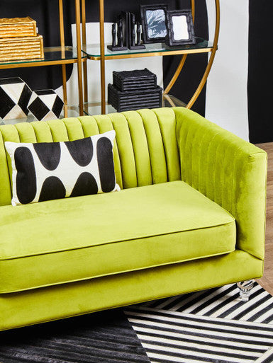 Brasa Green Velvet 3 Seater Sofa with Acrylic Legs