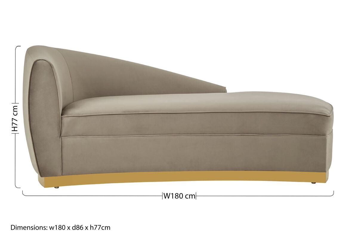 Batix Grey Velvet Left Arm Chaise Longue