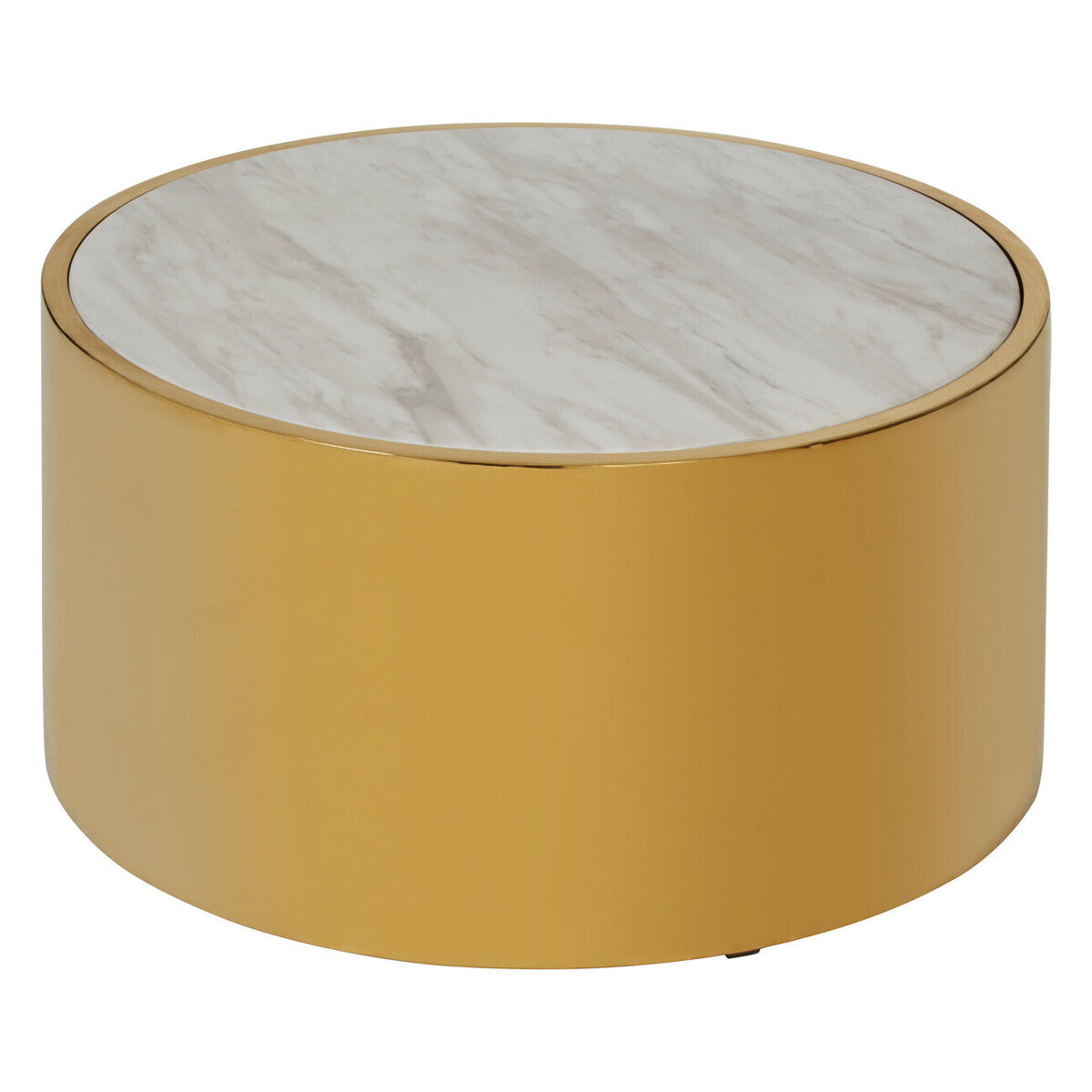 Carlox White Marble Effect and Gold Finish Round Coffee Table