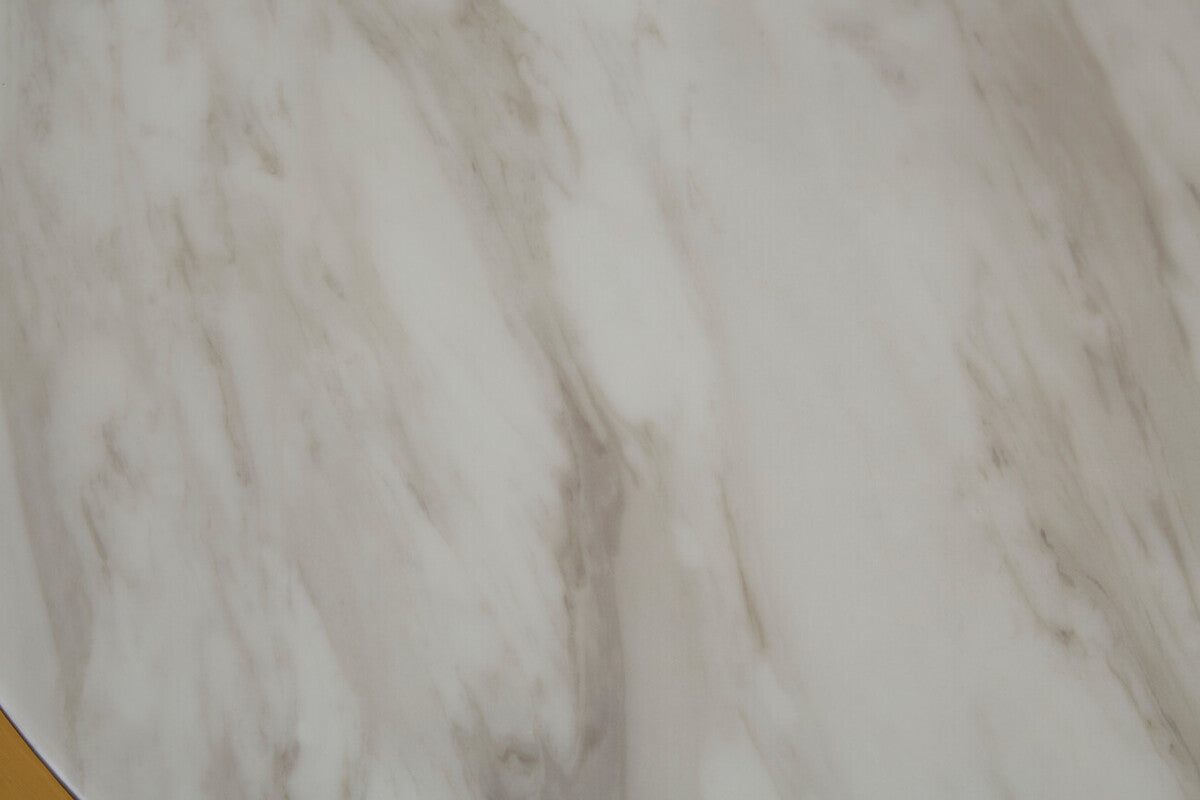 Carlox White Marble Effect and Gold Finish Round Coffee Table