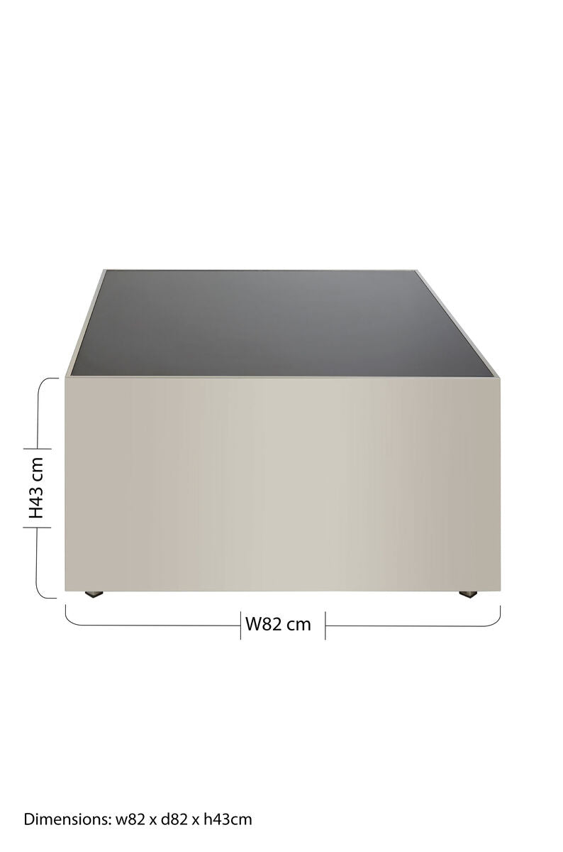 Carlox Black Glass and Chrome Finish Square Coffee Table
