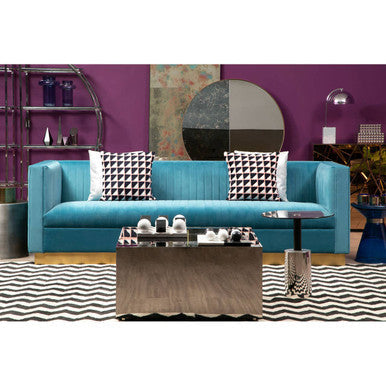 Carlox Black Glass and Chrome Finish Square Coffee Table