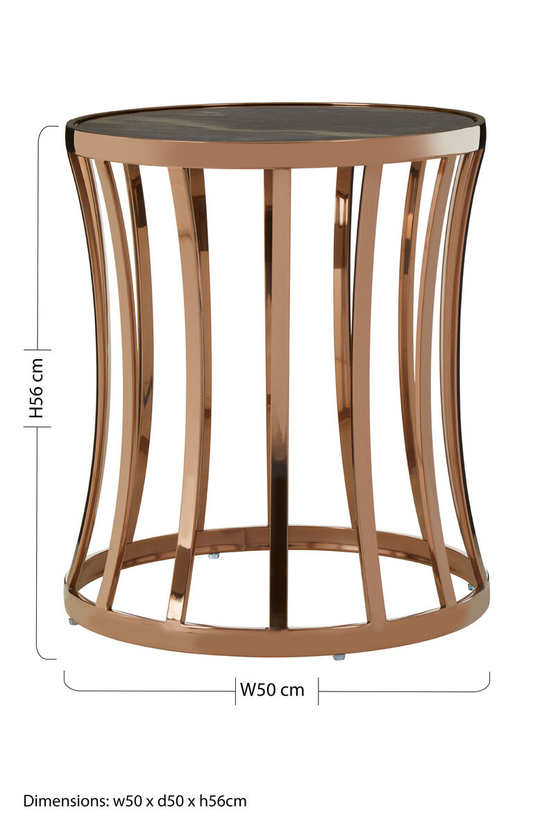Tula Green Marble Effect Round Side Table