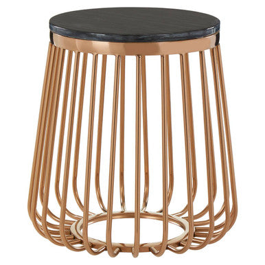 Tula Black Marble Effect Round Side Table