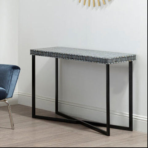Bria Black Shell Inlay Console Table