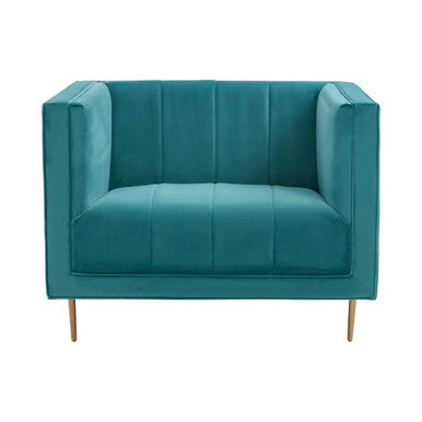 Otylia Green Velvet Channel Tufted Armchair