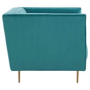 Otylia Green Velvet Channel Tufted Armchair