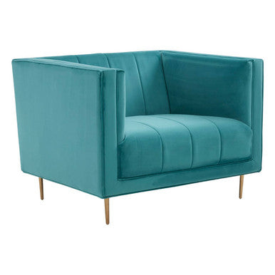 Otylia Green Velvet Channel Tufted Armchair