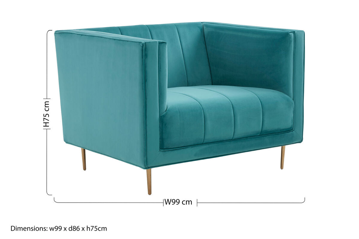 Otylia Green Velvet Channel Tufted Armchair