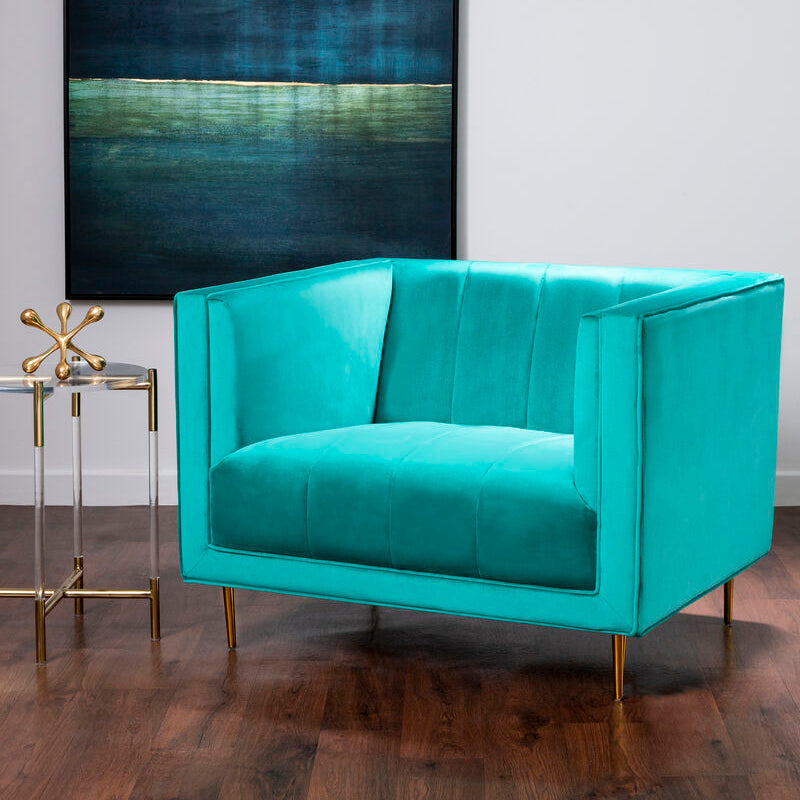 Otylia Green Velvet Channel Tufted Armchair