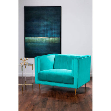 Otylia Green Velvet Channel Tufted Armchair