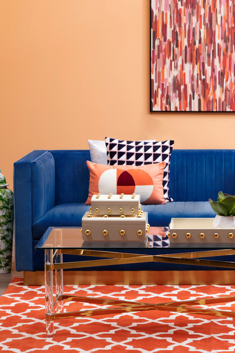 Opal Deep Blue Velvet 3 Seater Sofa