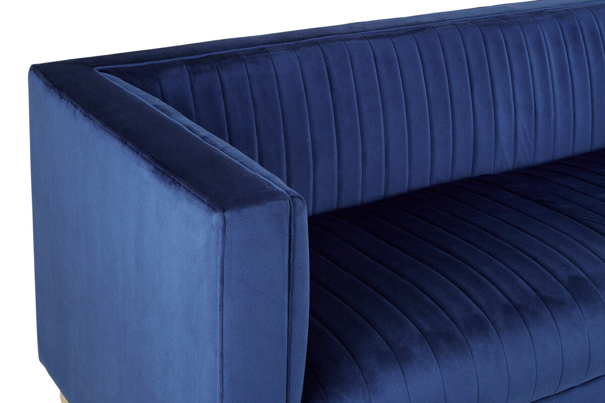 Opal Deep Blue Velvet 3 Seater Sofa