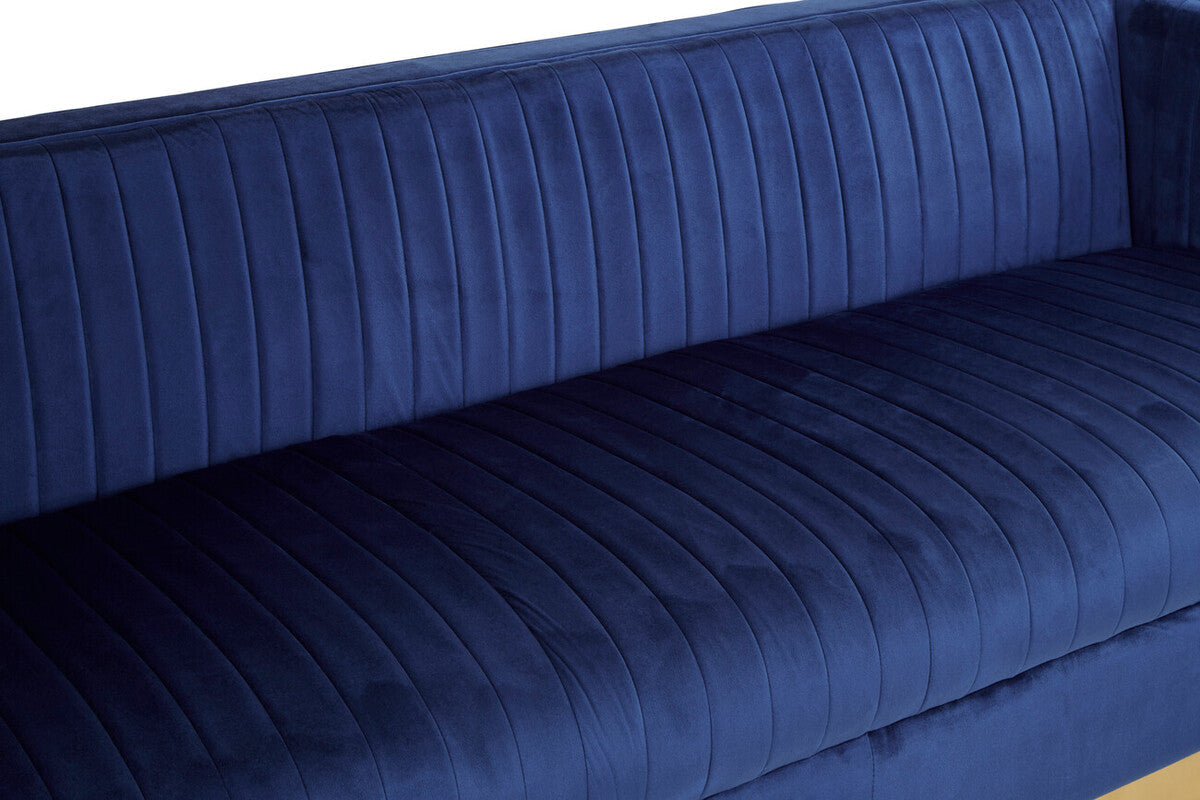 Opal Deep Blue Velvet 3 Seater Sofa