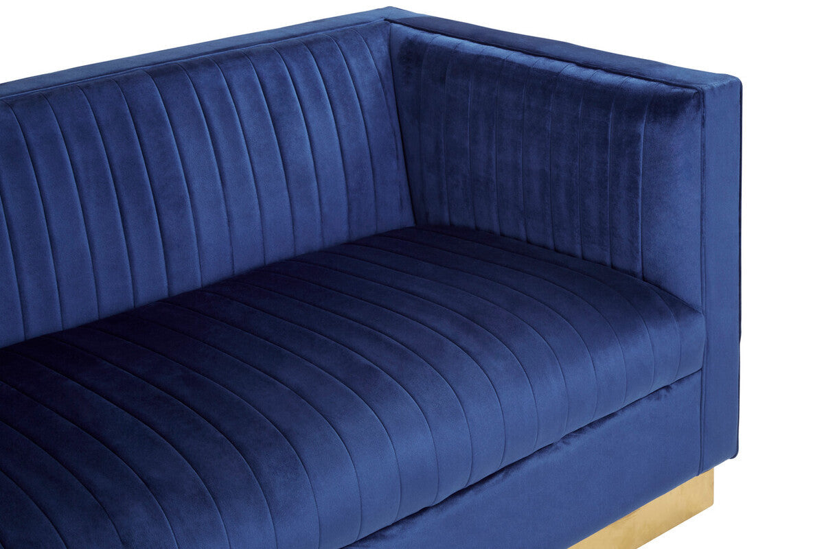 Opal Deep Blue Velvet 3 Seater Sofa