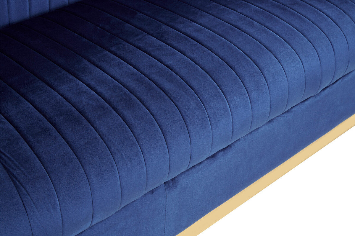 Opal Deep Blue Velvet 3 Seater Sofa