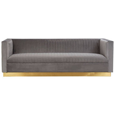Opal Grey Velvet 3 Seater Sofa