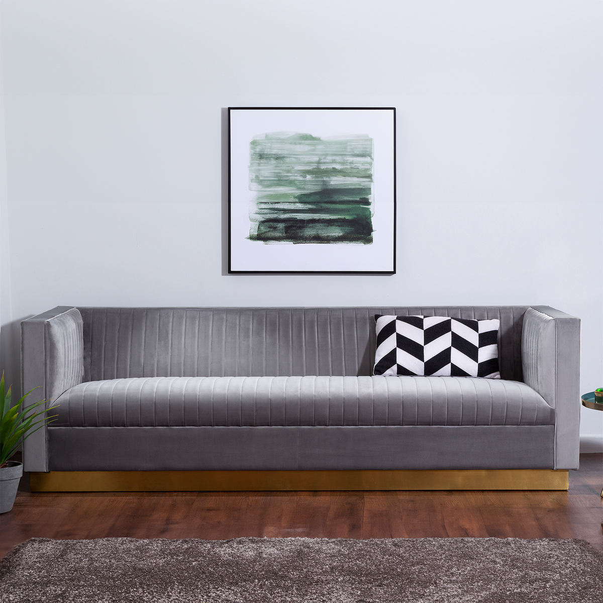 Opal Grey Velvet 3 Seater Sofa