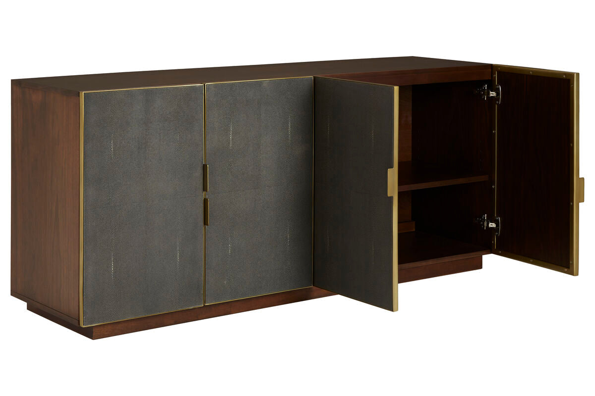Kempton Grey Shagreen Effect 4 Door Sideboard