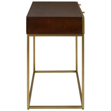 Textured Shahgreen 2 Drawer Gold Finish Console Table | Kempton
