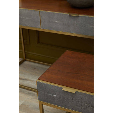 Textured Shahgreen 2 Drawer Gold Finish Console Table | Kempton