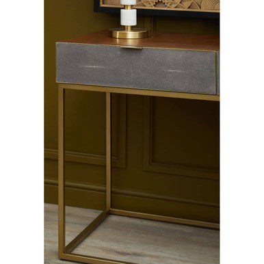 Textured Shahgreen 2 Drawer Gold Finish Console Table | Kempton