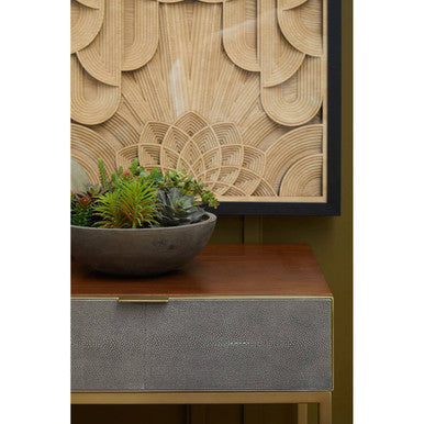 Textured Shahgreen 2 Drawer Gold Finish Console Table | Kempton