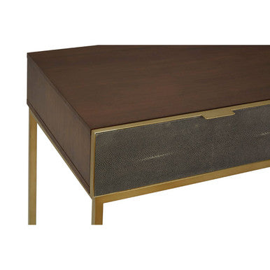 Textured Shahgreen 2 Drawer Gold Finish Console Table | Kempton