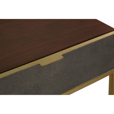 Textured Shahgreen 2 Drawer Gold Finish Console Table | Kempton
