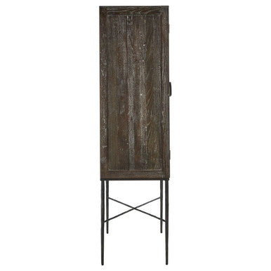 Milan Grey Recycled Elm Wood 2 Door Wine Cabinet
