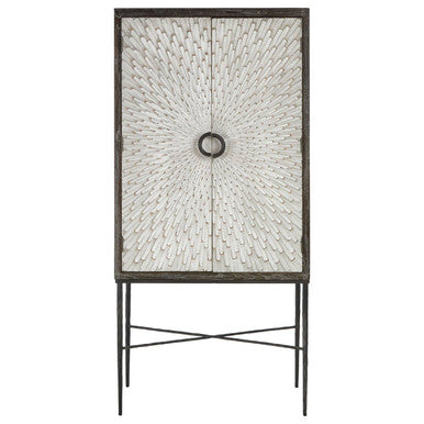Milan Grey Recycled Elm Wood 2 Door Wine Cabinet