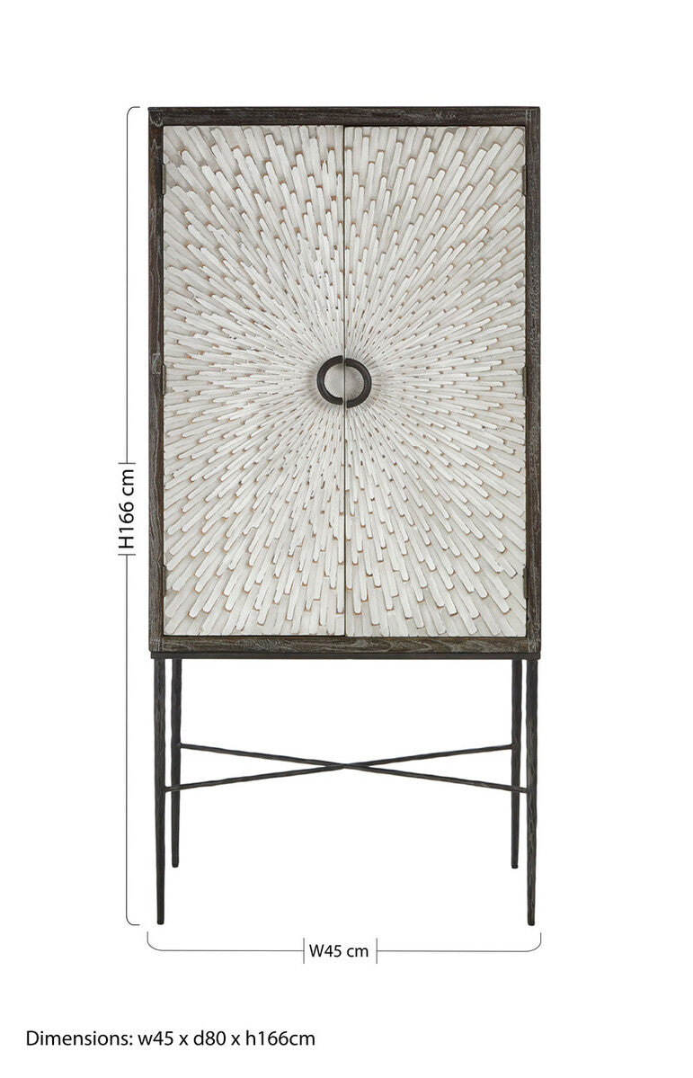 Milan Grey Recycled Elm Wood 2 Door Wine Cabinet