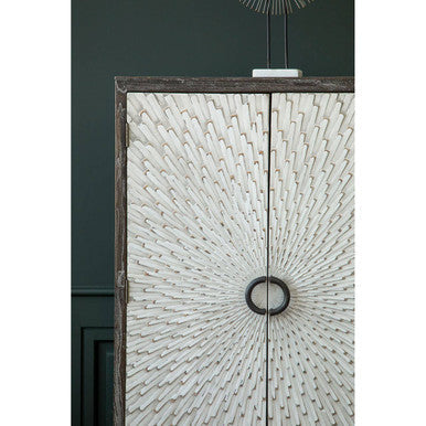 Milan Grey Recycled Elm Wood 2 Door Wine Cabinet