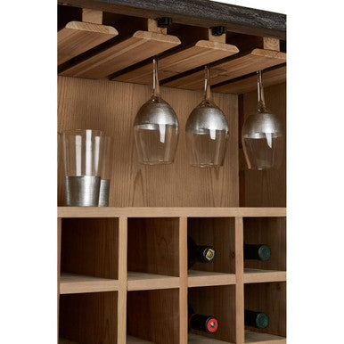 Milan Grey Recycled Elm Wood 2 Door Wine Cabinet