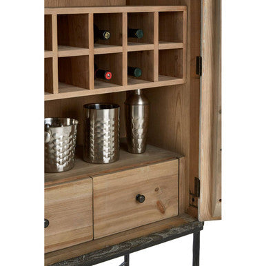 Milan Grey Recycled Elm Wood 2 Door Wine Cabinet