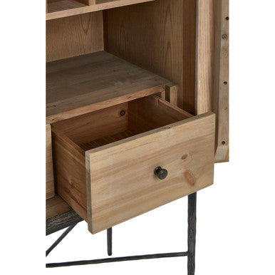 Milan Grey Recycled Elm Wood 2 Door Wine Cabinet