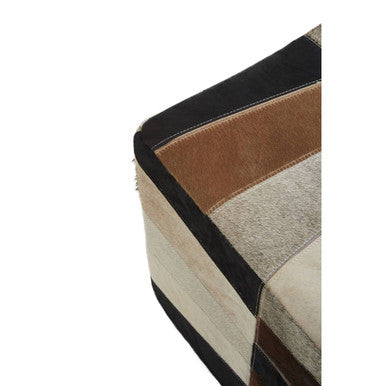 Bosie Safira Multi Coloured Hair on Leather Patchwork Pouffe