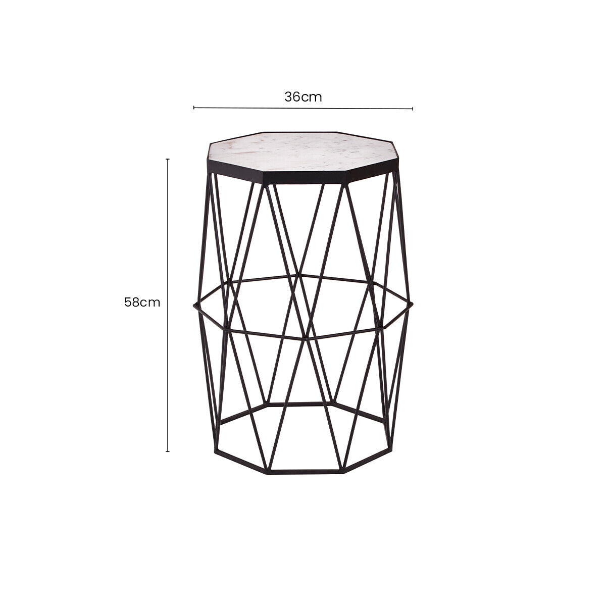 Shalimar White Marble and Black Finish Octagonal Side Table