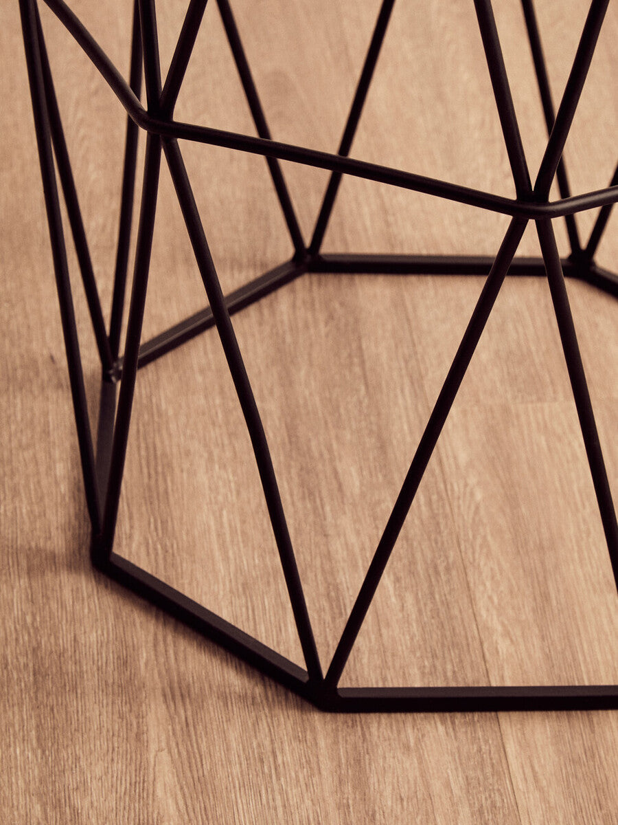 Shalimar White Marble and Black Finish Octagonal Side Table